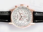 Breitling Montbrillant R4137012 Black Ostrich Leather Strap Midsize 46mm Watch