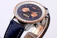 Breitling Navitimer Automatic Tourbillon L18841 Rose Gold Case Blue Dial Watch