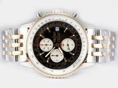 Breitling Navitimer World Yellow Gold Stainless Steel Bezel Quartz Chronograph Mens Watch