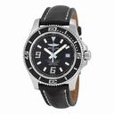 Breitling Superocean 44 Black Dial Black Leather Automatic Men's Watch A17391A8-BA79BKLT