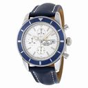 Breitling Superocean Heritage Automatic Chronograph Silver Dial Blue Leather Men's Watch A1332016-G698BLLD