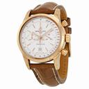 Breitling Transocean Chronograph 38 Silver Dial 18kt Rose Gold Leather Men's Watch R4131012-G758BRCT