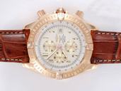 Breitling Windrider Chronomat Evolution Steel 5 Midsize Round Brown Crocodile Leather Strap Watch