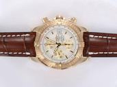 Breitling Windrider Chronomat Evolution Yellow Gold White Dial Round 18K Gold Case Watch