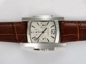 Bvlgari Assioma AA44C14SLDCH Brown Cow Leather Strap Stainless Steel Bezel Mens Watch