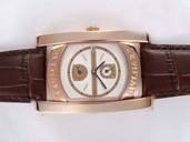 Bvlgari Assioma AA48PLTB Mens Brown Crocodile Leather Strap Rectangle Watch