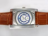 Bvlgari Assioma AA48PLTB Stainless Steel Bezel Brown Cow Leather Strap Mens Watch