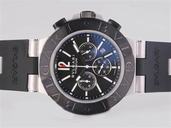 Bvlgari Diagono AC38BTAVD/SLN Black Rubber Strap Round Watch