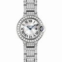 Cartier Ballon Bleu Small Silver Dial 18kt White Gold Mens Watch WE9003ZA