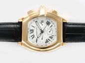 Cartier Roadster 2510 40x47mm White Dial Black Crocodile Leather Strap Watch