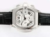 Cartier Roadster W62019X6 Oval Black Crocodile Leather Strap Watch