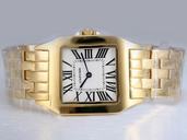 Cartier Santos 100 W25063X9 Mens Gold 18k Gold Strap Square Watch