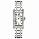 Cartier Tank American 18kt White Gold Diamond Bracelet Ladies Watch WB7073MP