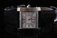 Cartier Tank W6300255 White Dial 28x32mm Black Ostrich Leather Strap Watch