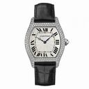 Cartier Tortue Manual Wind Diamond 18 kt White Gold Men's Watch WA503851