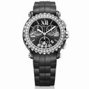 Chopard Happy Sport Black Dial Chronograph Ceramic and White Gold Ladies Watch 288515-9006