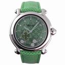 Chopard Happy Sport Diamond Emerald Good Luck Clover Steel Green Mens Watch 28/8426