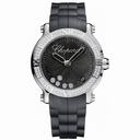 Chopard Happy Sport Round Black Dial Diamond Ladies Watch 278551-3004