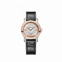 Chopard Happy Sport Silver-Tone Dial Black Leather Strap Ladies Watch 278573-6001