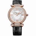 Chopard Imperiale Diamond Mother of Pearl Dial 18 kt Rose Gold Black Leather Ladies Watch 384221-5002