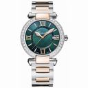 Chopard Imperiale Green Dial Diamond Two Tone Ladies Watch 388532-6009