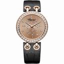 Chopard Xtravaganza Diamond 18k Rose Gold Black Leather Ladies Watch 134236-5001