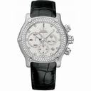 Ebel 1911 BTR Silver Diamond Dial Chronograph Black Leather Automatic Men's Watch 1215719