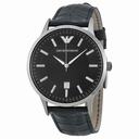 Emporio Armani Black Dial Black Leather Men's Watch AR2411
