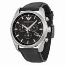 Emporio Armani Black Dial Black Leather Strap Men's Watch AR6039