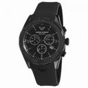 Emporio Armani Ceramica Chronograph Black Dial Black Rubber Men's Watch AR1434