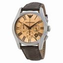 Emporio Armani Chronograph Amber Dial Brown Leather Men's Watch AR1634