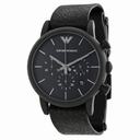 Emporio Armani Chronograph Black Dial Black Leather Men's AR1782