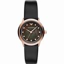 Emporio Armani Classic Black Mother Of Pearl Dial Black Leather Ladies Watch AR1802