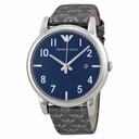 Emporio Armani Classic Blue Dial Grey Canvas Men's Watc AR1833