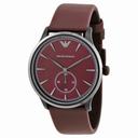 Emporio Armani Classic Burgundy Dial Leather Strap Unisex Watch AR1801