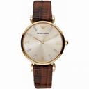 Emporio Armani Classic Champagne Dial Brown Lizard-embossed Leather AR1883