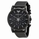 Emporio Armani Classic Chronograph Black Dial Black Leather Men's Watch AR1737