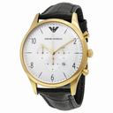 Emporio Armani Classic Chronograph White Dial Black Leather Men's Watch AR1892