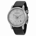 Emporio Armani Classic Chronograph White Dial Black Leather Men's Watch AR1810
