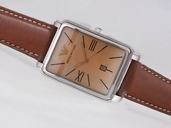 Emporio Armani Classic Ladies AR0414 Brown Ostrich Leather Strap Rectangle Brown Dial Watch
