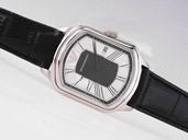 Emporio Armani Classic Mens AR2030 White Dial 35x51mm Black Ostrich Leather Strap Watch