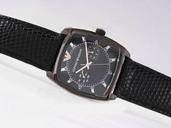 Emporio Armani Classic Mens AR2411 Black Ostrich Leather Strap 35x47mm Mens Watch
