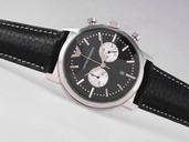 Emporio Armani Classic Mens AR2427 Round Black Ostrich Leather Strap Mens Watch