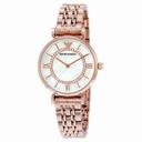 Emporio Armani Classic Mother of Pearl Dial Rose Gold-tone Stainless Steel Ladies Watch AR1909