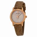 Emporio Armani Classic Off White Dial Brown Leather Ladies Watch AR1813