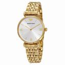 Emporio Armani Classic Silver Dial Gold Tone Ladies Watch AR1877