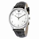 Emporio Armani Classic Silver Dial Grey Crocodile Leather Quartz Men's Watch AR1880