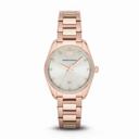 Emporio Armani Classic Silver Sunray Dial Rose Gold-tone Stainless Steel Ladies Watch AR6065