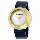 Emporio Armani Fashion Mother Of Pearl Dial Blue Leather Quartz Ladies Watch AR7384
