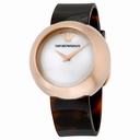 Emporio Armani Fashion Mother of Pearl Dial Brown Tortoise Plastic Quartz Ladies Watch AR7385